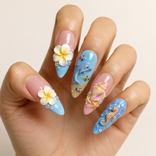 Under the Sea | 3D Tropical Ocean Press-On Nails hand shot