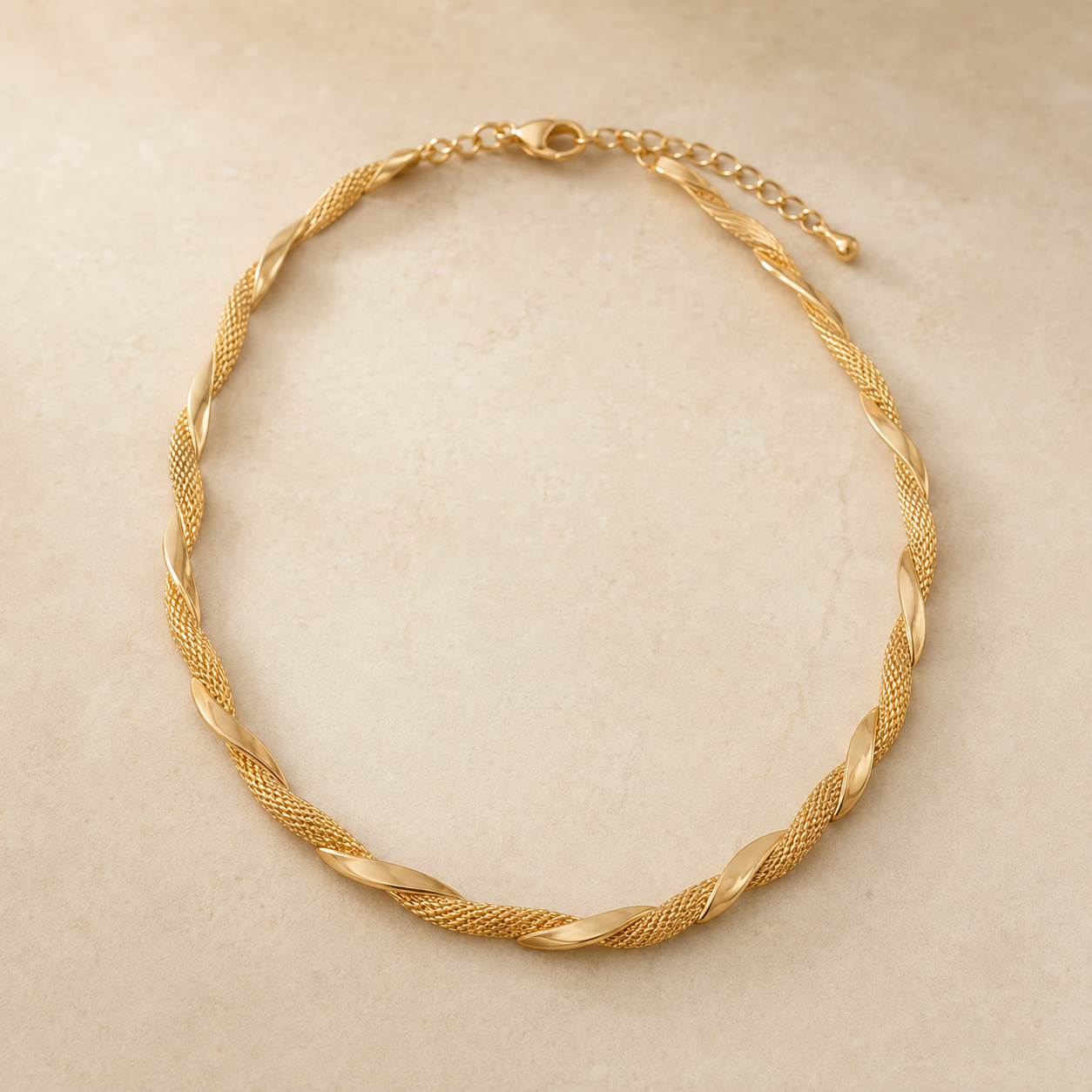 Double-Layer Woven Gold Chain Necklace product view