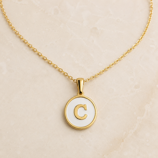 Shell Initial Gold Pendant Necklace – C product view