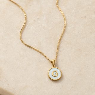 Shell Initial Gold Pendant Necklace – G product view