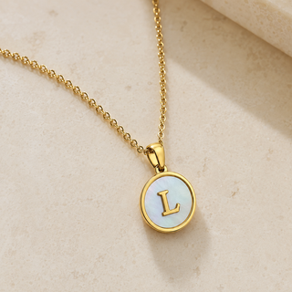Shell Initial Gold Pendant Necklace – L product view