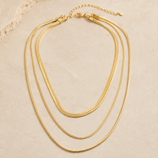 Three-Layer Snake Chain Gold Necklace product view