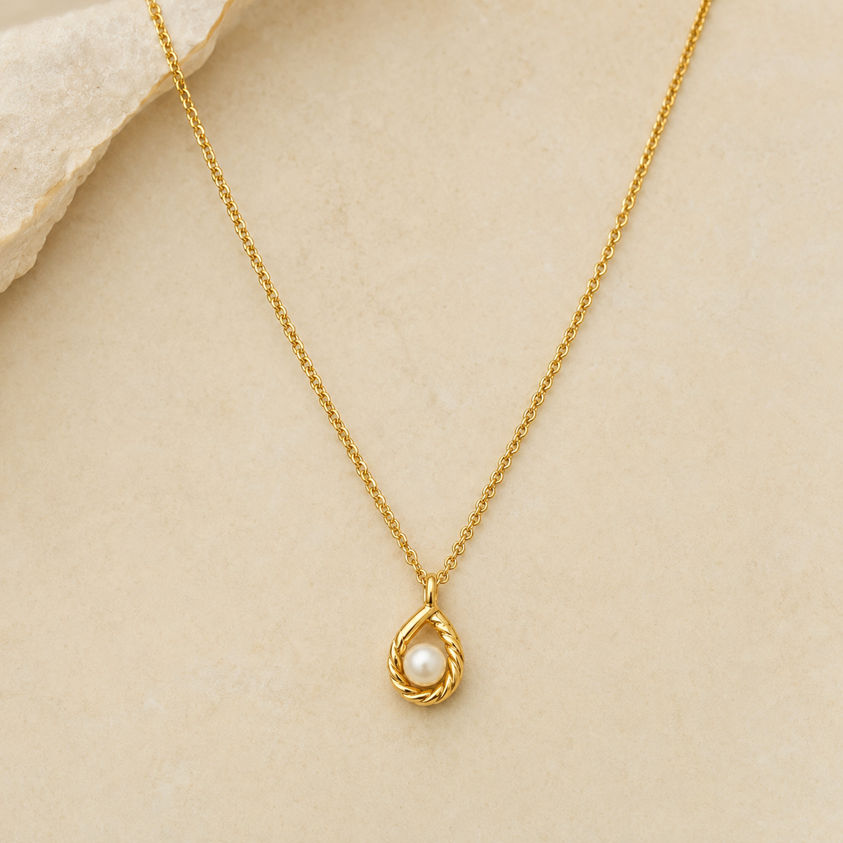 Dainty Teardrop Crystal Gold Necklace product view