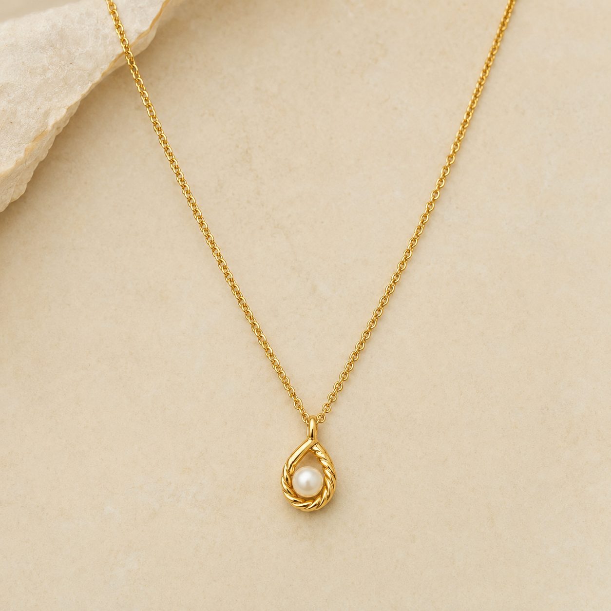 Dainty Teardrop Crystal Gold Necklace product view