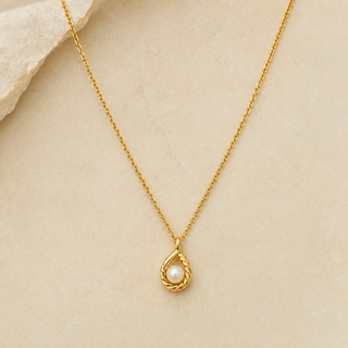 Dainty Teardrop Crystal Gold Necklace product view