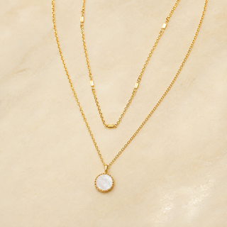 Double Shell Disc Gold Necklace product view