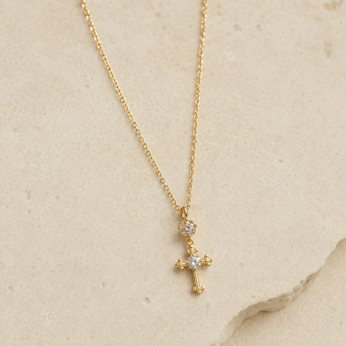 Zircon Cross Charm Necklace – Style A2 product view