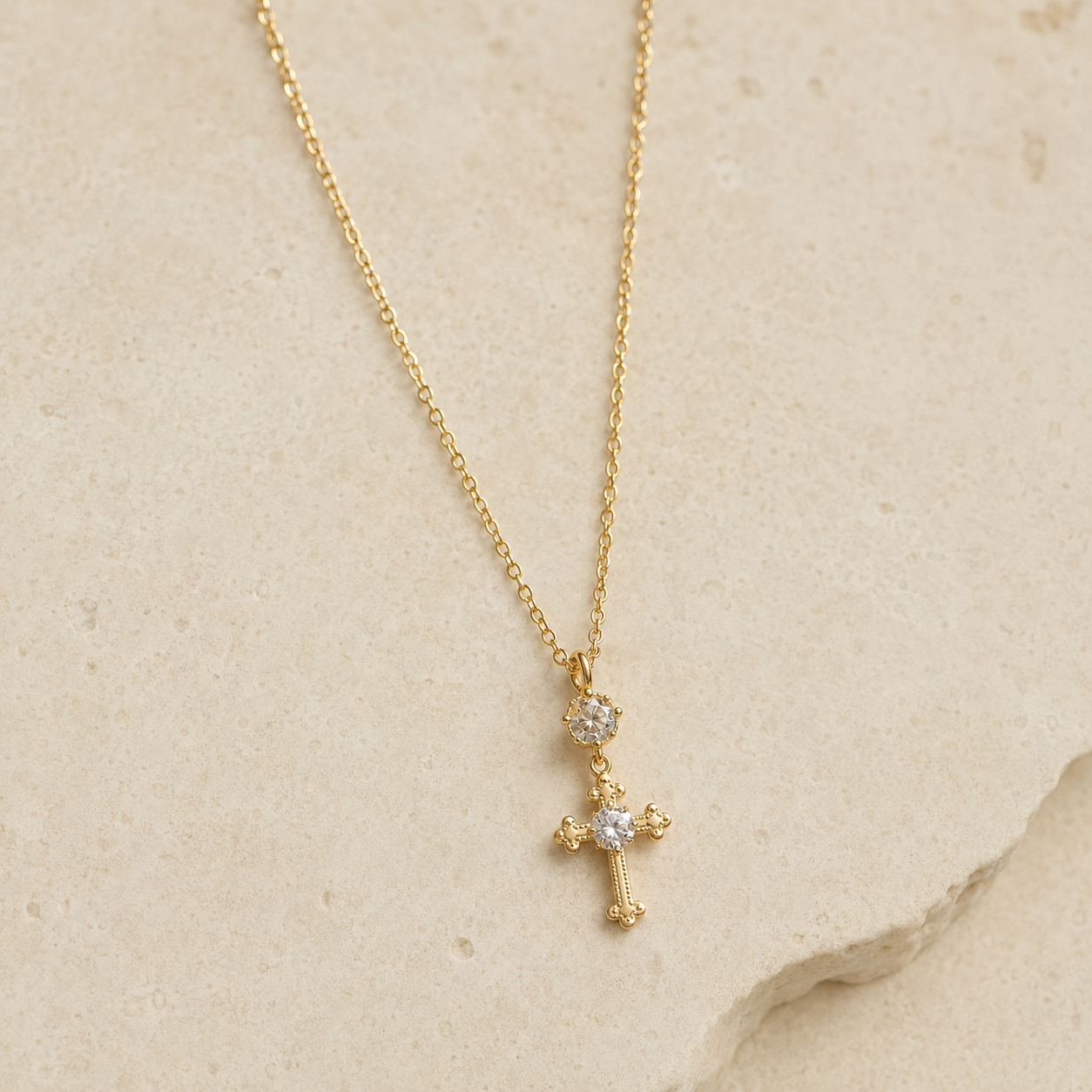 Zircon Cross Charm Necklace – Style A2 product view