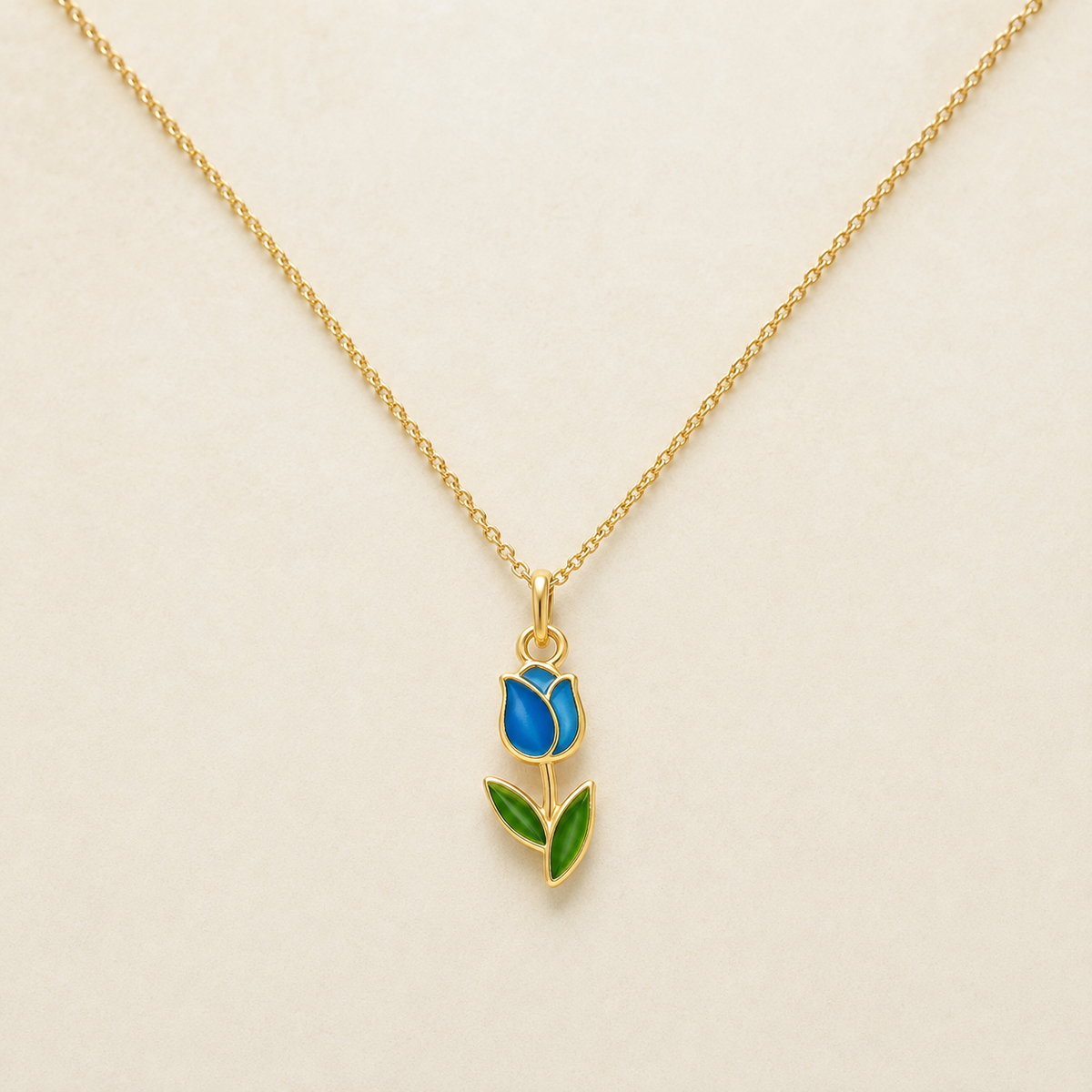 Blue Tulip Gold Pendant Necklace product view