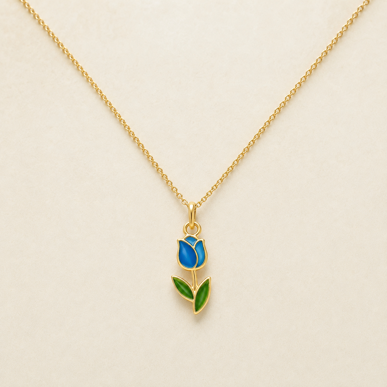 Blue Tulip Gold Pendant Necklace product view