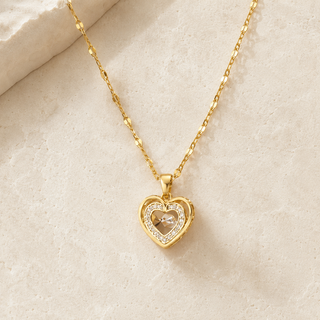 Crystal Heart Gold Pendant Necklace product view