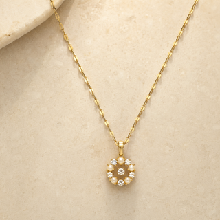 Floral Crystal Gold Pendant Necklace product view