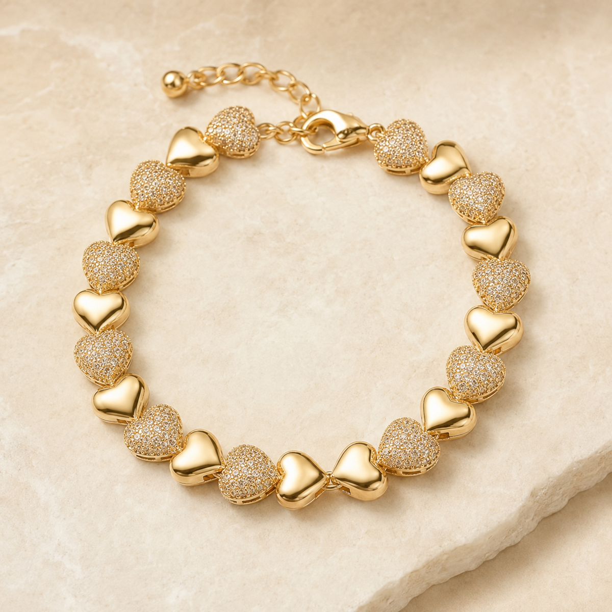 Textured Heart Gold Bracelet – Style C product view
