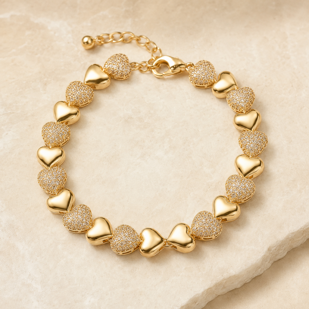 Textured Heart Gold Bracelet – Style C product view