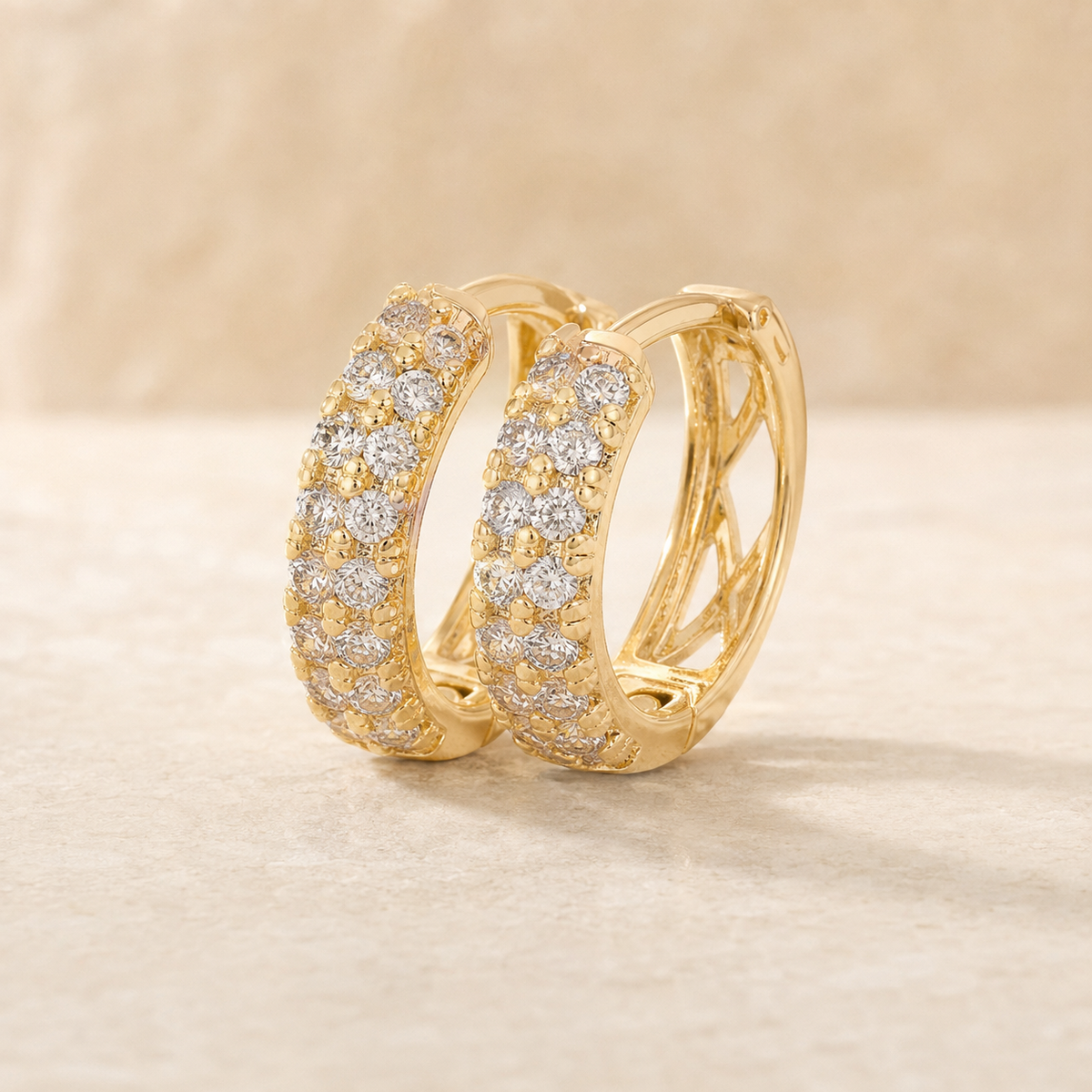 Crystal Gold Hoop Earrings – 12mm product view