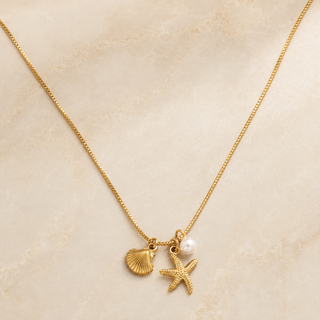 Pearl Starfish & Shell Gold Necklace product view