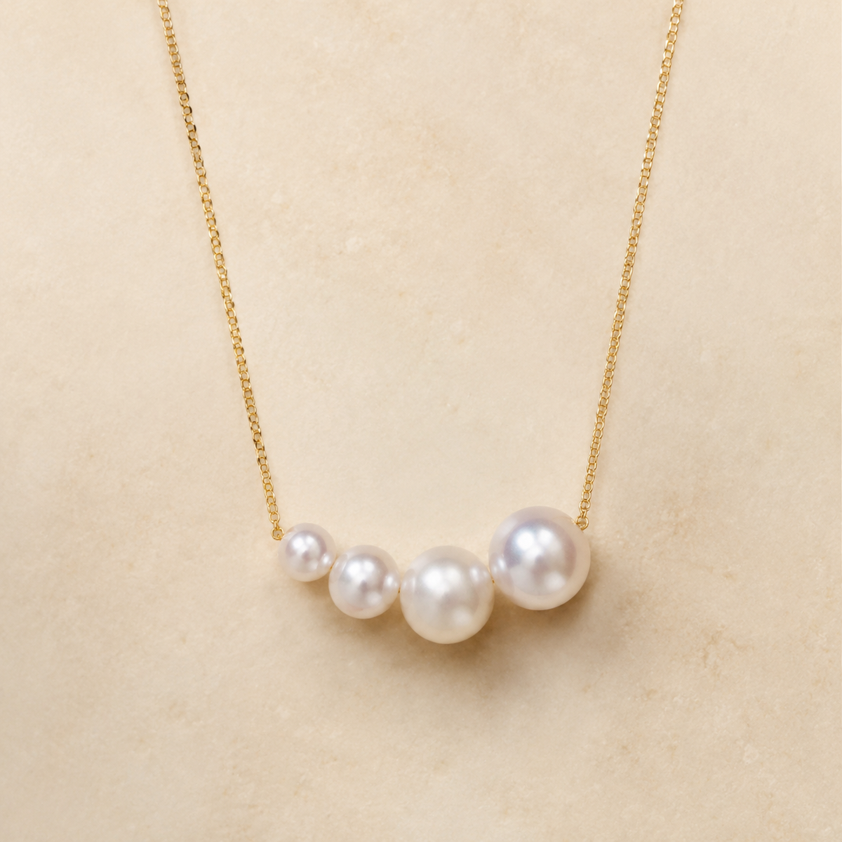 Graduated Pearl Gold Necklace product view