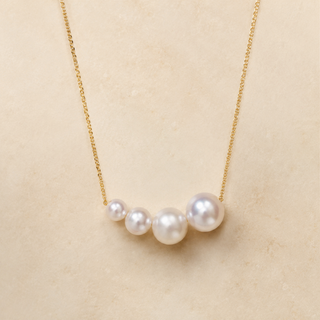 Graduated Pearl Gold Necklace product view