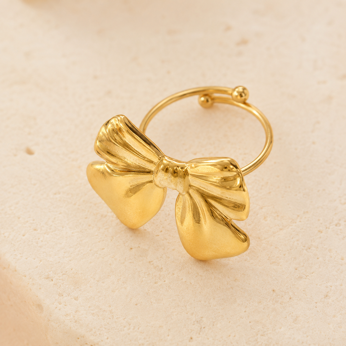 Sculpted Gold Bow Adjustable Ring product view