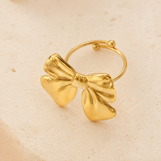 Sculpted Gold Bow Adjustable Ring product view