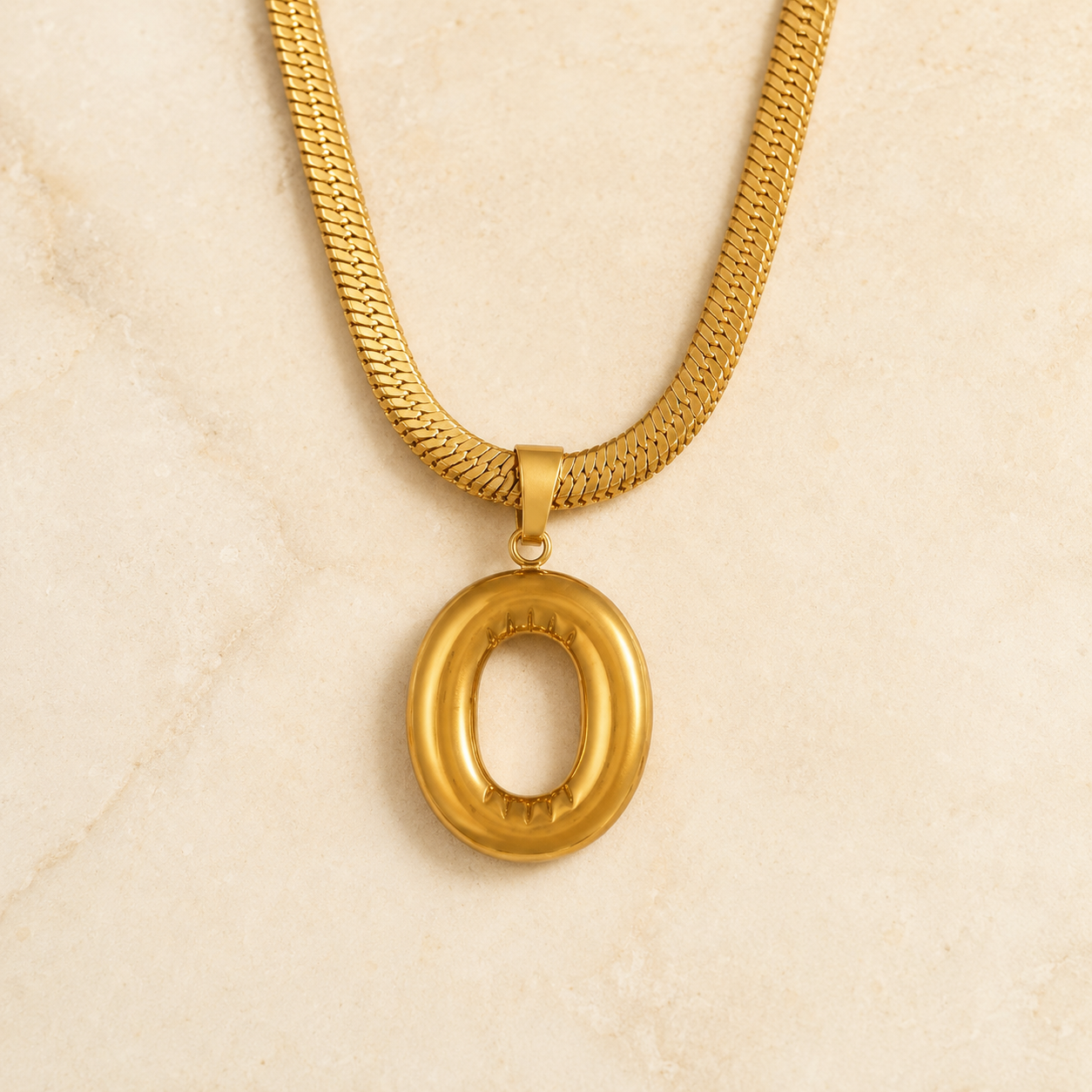 Puffy Initial Gold Pendant Necklace – O product view
