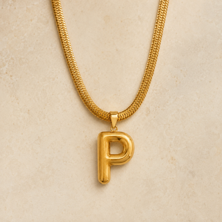 Puffy Initial Gold Pendant Necklace – P product view