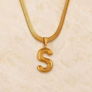 Puffy Initial Gold Pendant Necklace – S product view