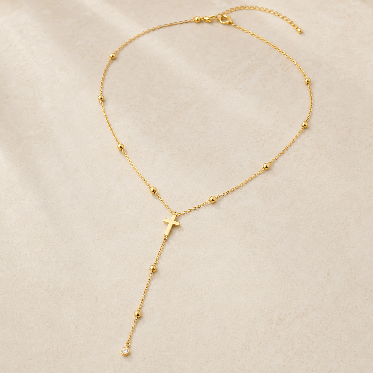 Dainty Zircon Cross Y-Lariat Necklace product view