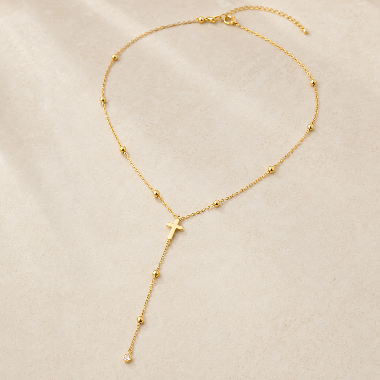 Dainty Zircon Cross Y-Lariat Necklace product view