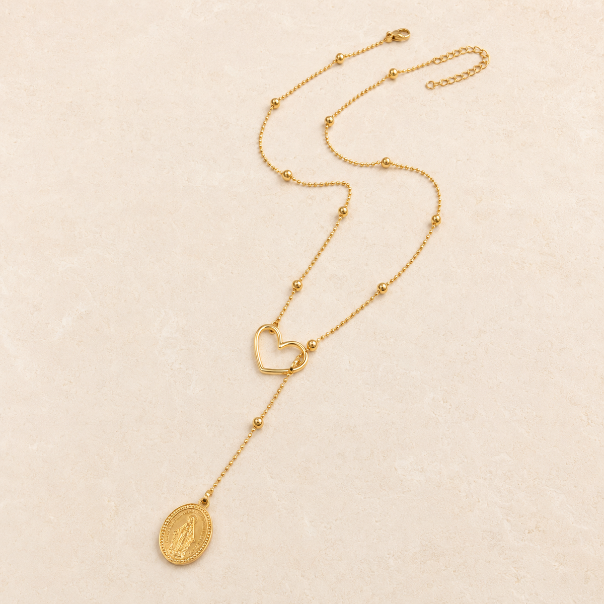 Virgin Mary Zircon Ball-Chain Necklace – Style 1 product view
