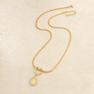 Virgin Mary Zircon Snake-Chain Necklace product view