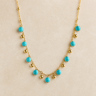 Turquoise Multi-Charm Gold Necklace product view