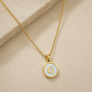 Shell Initial Gold Pendant Necklace – G product view