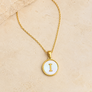 Shell Initial Gold Pendant Necklace – I product view