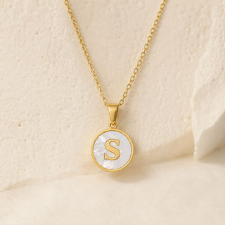 Shell Initial Gold Pendant Necklace – S product view