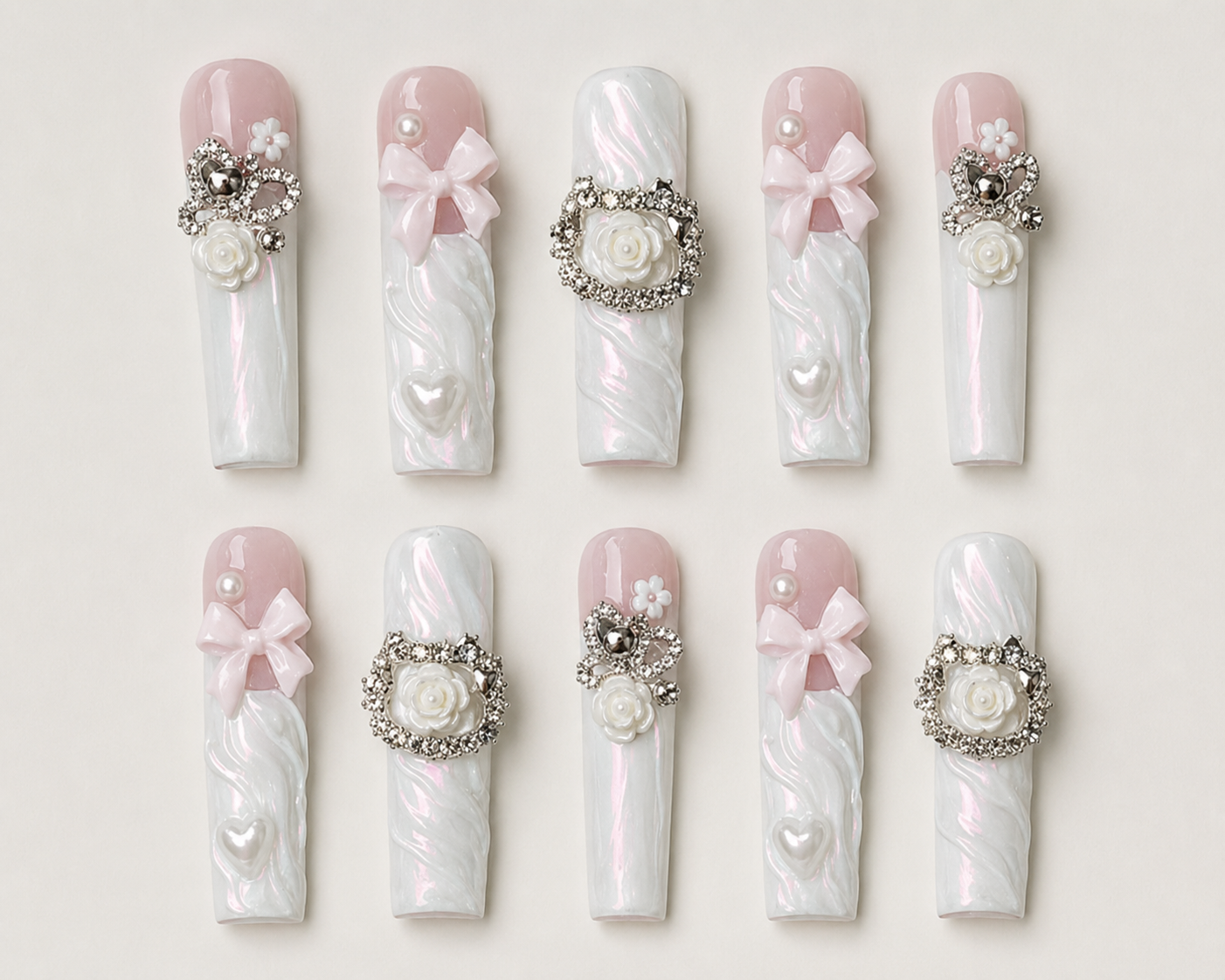 Matcha Butterfly Press-On Nails - flatlay