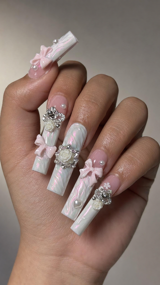 Matcha Butterfly Press-On Nails - handshot