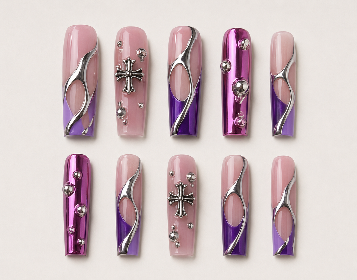 Pearl Bow Heirloom Press-On Nails - flatlay