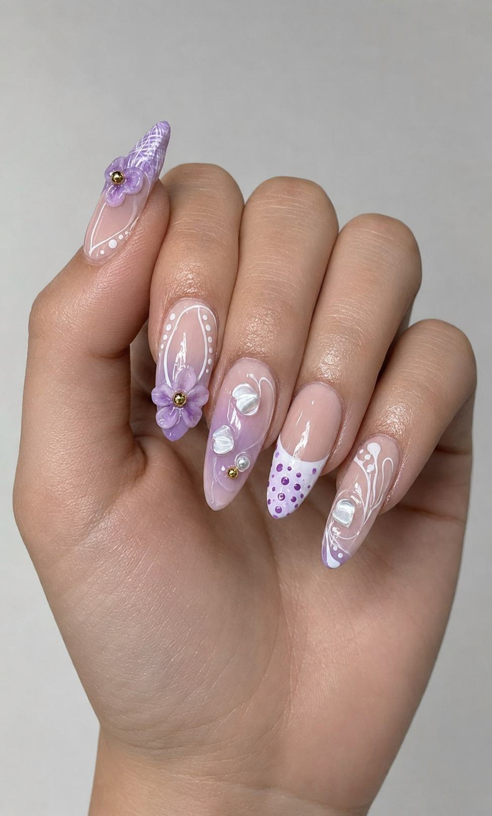 Pink Blossom French Press-On Nails - handshot
