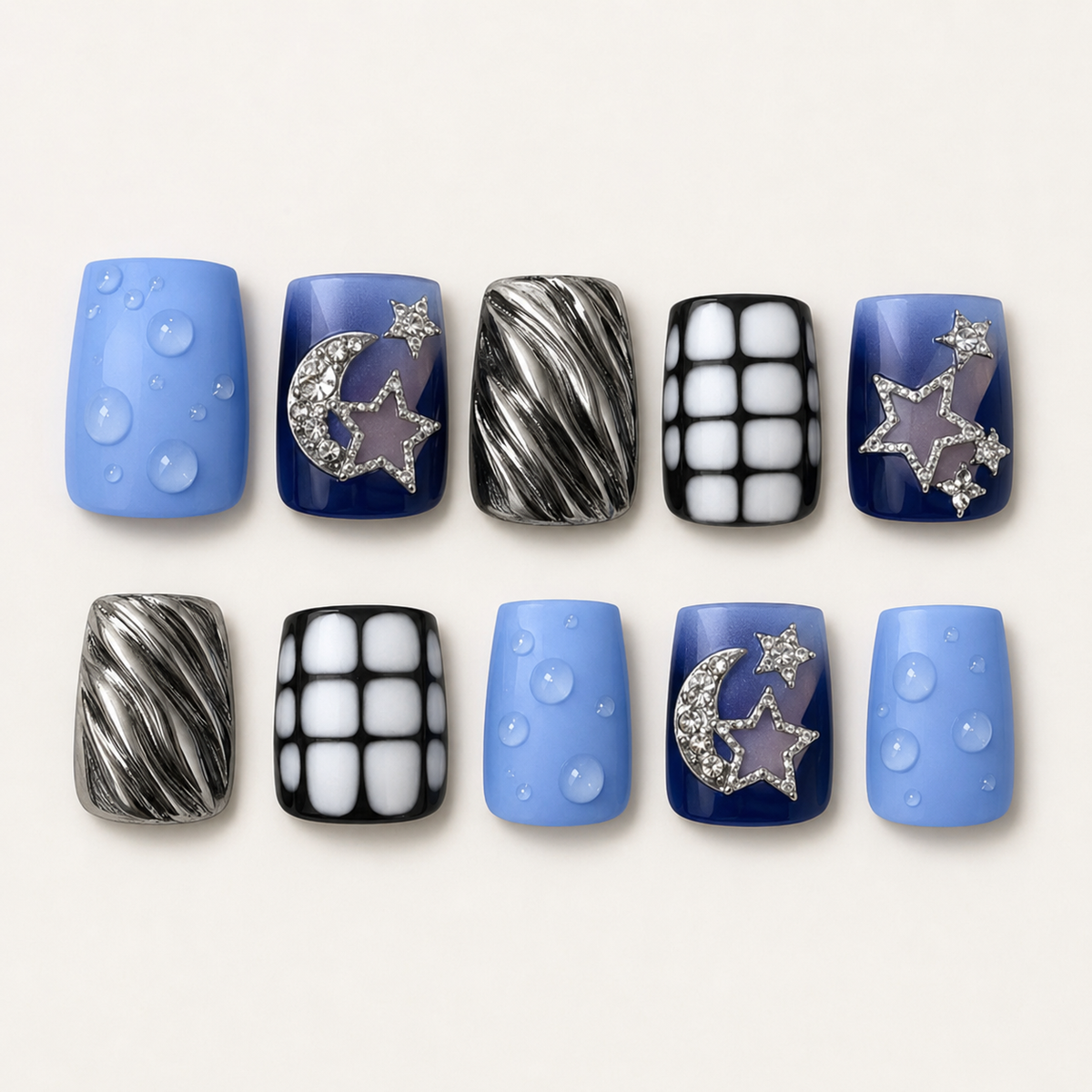 Stained Glass Butterfly Press-On Nails - flatlay