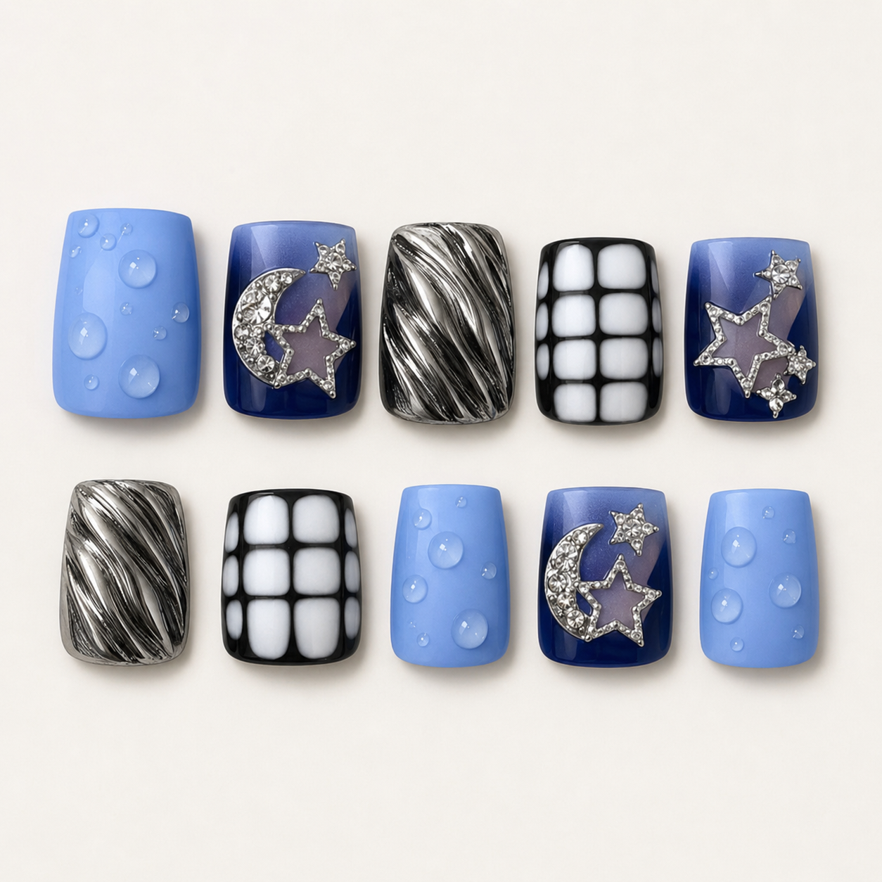 Stained Glass Butterfly Press-On Nails - flatlay