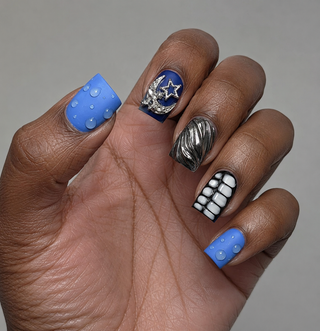 Stained Glass Butterfly Press-On Nails - handshot