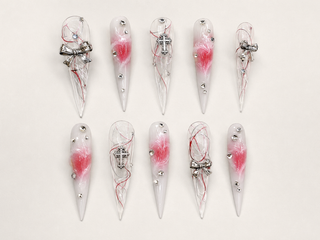 Lavender Butterfly Chrome Press-On Nails - flatlay