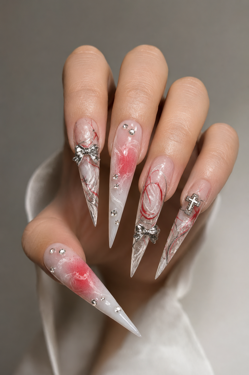 Lavender Butterfly Chrome Press-On Nails - handshot