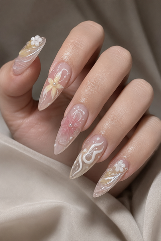 Icy Heart Chrome Press-On Nails - handshot