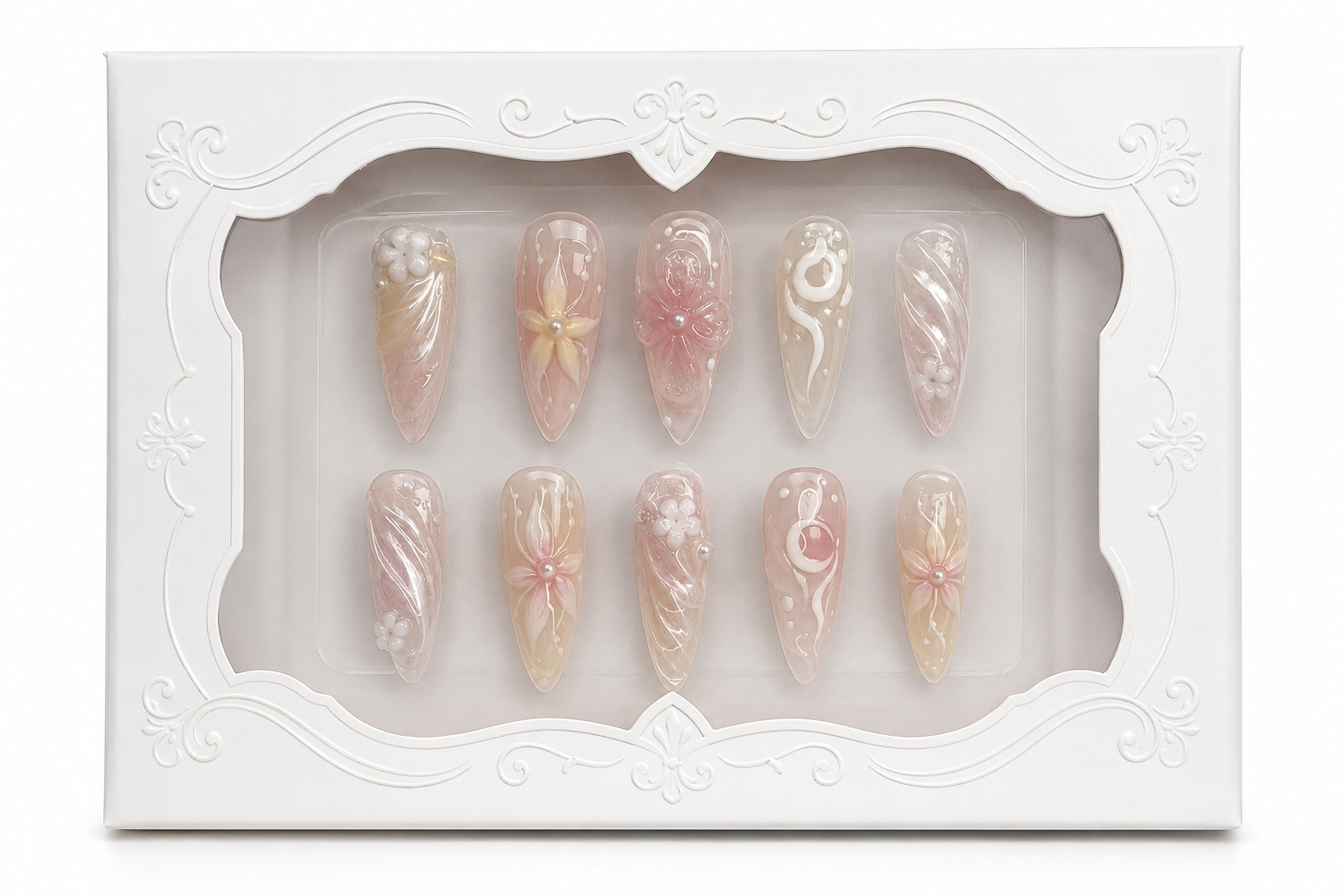 Icy Heart Chrome Press-On Nails - packaging