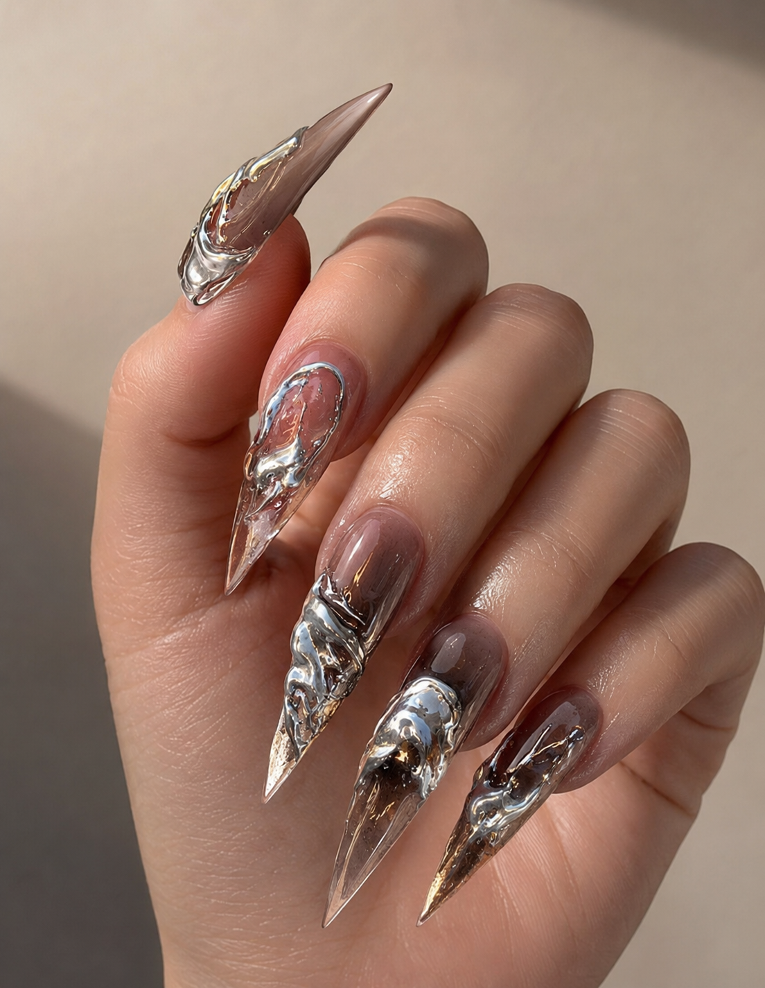 Emerald Heirloom Press-On Nails - handshot