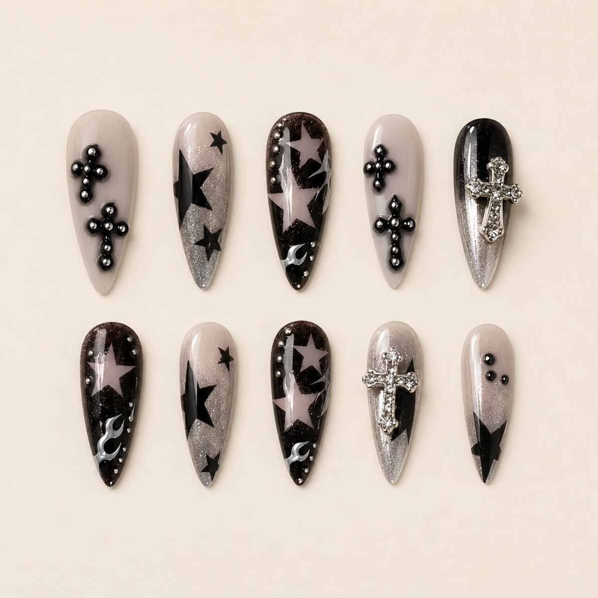 Western Star Chrome Press-On Nails - flatlay