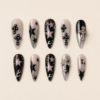 Western Star Chrome Press-On Nails - flatlay