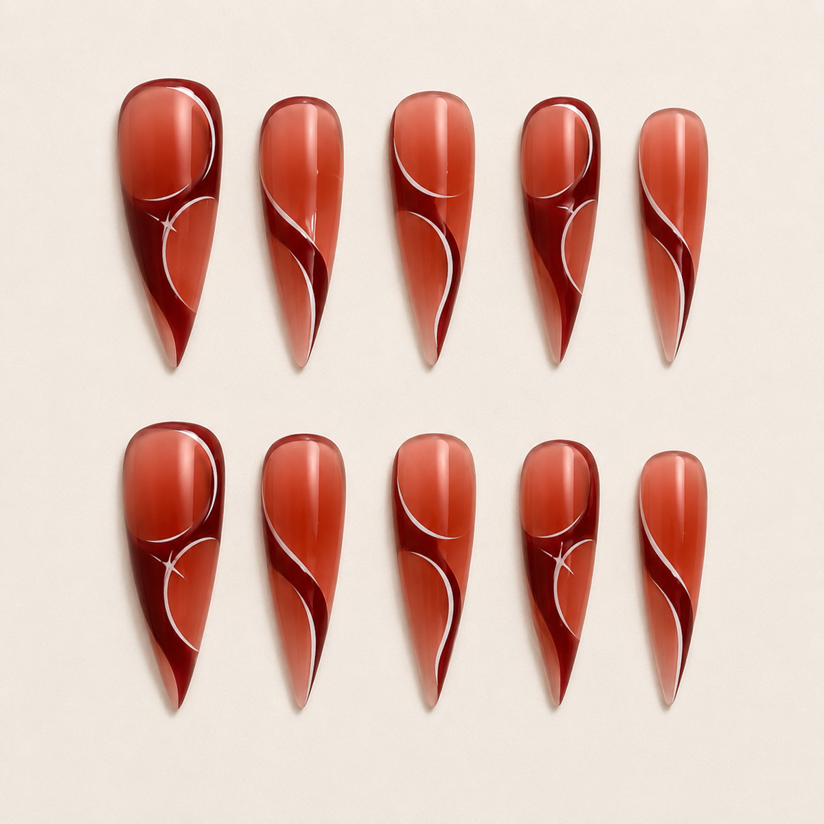 Terracotta Wave Press-On Nails - flatlay